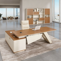Meuble de bureau commercial moderne en bois avec étagère latérale et rangement, modèle OEM d'usine en gros, garantie 5 ans