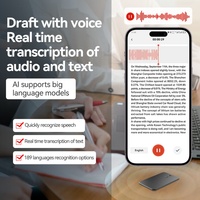 Grabadora de Voz Digital Inteligente Aomago Ultra Slim Profesional de 64GB con IA, Carcasa de Aleación de Aluminio, 500h de Grabación, MP3, Magnética