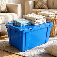 Caisse de déménagement en plastique bleu empilable et peu encombrante, boîte logistique en plastique pour expédition