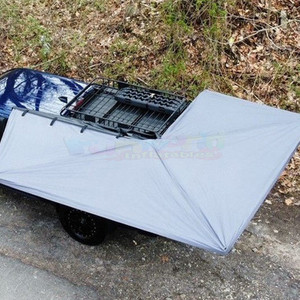 Auvent 270 degrés imperméable toutes saisons autoportant pour toit de voiture, auvent latéral pour SUV et camion, camping, avec murs et éclairage LED - Product Image 2