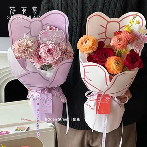 SINOWRAP New Arrival Women's Day New Fabric Material Gift And Flower Ribbon With Heart