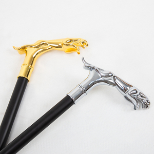 Poignée de modèle Animal de léopard de luxe en argent Offres Spéciales avec poignée de queue bâton de marche auto-défense mode <span class=keywords><strong>canne</strong></span> Cosplay bâton - Product Image 3