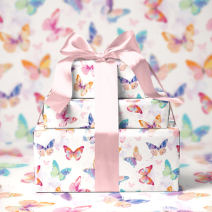 Multicolor Watercolor Butterfly Design Wrapping <b>Paper</b> For Little Girl Birthday Party Kid Favor Present Box Decoration - Product Image 6