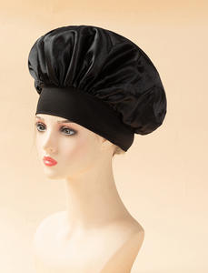หมวกซาตินยืดหยุ่นสูงขายดีที่สุด สีพื้น สำหรับผู้หญิง ดูแลเส้นผมหยิก ใช้สำหรับนอนหลับ - Product Image 3