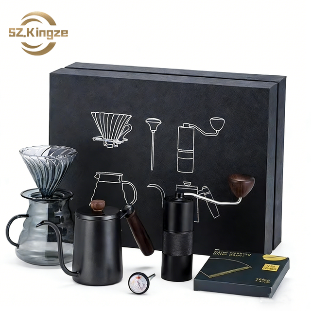 Kingze Complete Barista Tools Kit Classic Design 6-Piece Portable Camping Coffee Set for Personalized Brewing