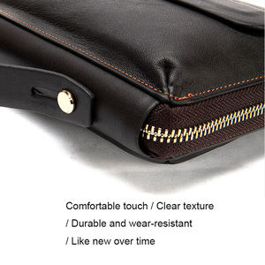 Cartera de Mano de Cuero Genuino Suave para Hombre, con Bloqueo RFID, Ligera, con Cierre, Estilo Moderno, para Negocios - Product Image 3