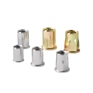 Écrous à riveter moletés à tête plate en acier inoxydable 304, norme DIN965, inserts filetés en acier au carbone, écrous à riveter aveugles à extrémité ouverte - Product Image 1