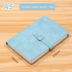 X418 <b>A5</b> Vintage Copper Button Soft <b>Cover</b> Design Thread-bound Binding Business <b>Notebook</b> - Product Image 3