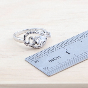 925เงินสเตอร์ลิงสีขาวชุดเครื่องประดับบุษราคัมสำหรับผู้หญิงงานแต่งงานต่างหูลูกบาศก์เพทายชุดสร้อยคอแหวนจี้ - Product Image 6