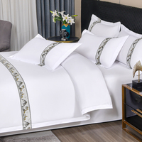 Parure de lit de luxe 100 % polyester imprimée moderne pour hôtel et maison, toutes saisons, unie, écologique, tissée, respirante, drap et taie d'oreiller