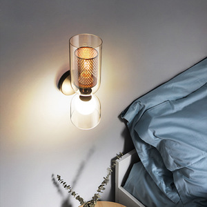 Nordic-Style Creative Double-Headed Mesh Glass <b>Wall</b> Lamp for Bedroom Living Room Hotel Background <b>Wall</b>-Unique <b>Bedside</b> <b>Lighting</b> - Product Image 3
