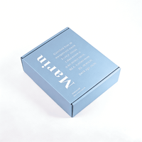 Boîte en carton ondulé personnalisée avec impression intérieure bleu doux, extérieur en carton kraft, emballage pour l'expédition de bougies et de produits parfumés
