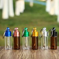 Bouteille porte-clés portable avec cuillère rétractable, pot de rangement en verre ambré et transparent, vente en gros, logo personnalisé disponible