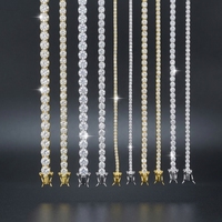 Kalung Rantai Tennis Moissanite 2-6.5mm, Perhiasan Hip Hop Perak 925 Unisex, Laris Grosir, Ukuran 14-24 inci, Lulus Uji Berlian