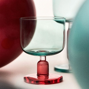Verre à vin rouge ou à eau en cristal sans plomb fait main de 300 ml, de haute qualité, unique et magnifique, avec pied, coloré en jaune, bleu, vert - Product Image 3