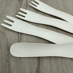 Ensemble de couverts jetables biodégradables en bagasse de canne à sucre de marque <span class=keywords><strong>TIMECO</strong></span> avec logo personnalisé, couteau, fourchette, cuillère, kit cuillère-fourchette, papier blanc pour - Product Image 5