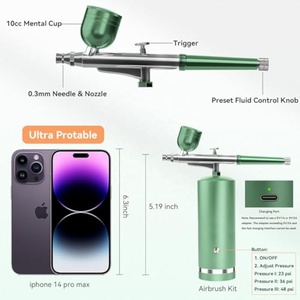 Juego de cepillos de limpieza de aire de alta presión sin obstrucciones recargables con boquilla de 0,3mm para decoración de pasteles de pintura de maquillaje de uñas - Product Image 2
