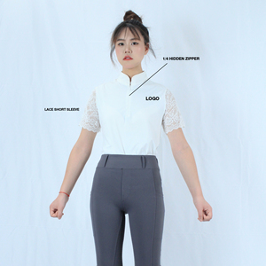 Biểu Tượng Tùy Chỉnh Phụ Nữ Cưỡi Ngựa Áo Sơ Mi Hiển thị Nhanh Chóng Khô Cạnh Tranh Nửa Dây Kéo Ren Thoáng Khí Thể Thao Cưỡi Ngựa Quần - Product Image 1