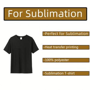 T-shirts publicitaires personnalisés en polyester noir à 100 % pour la sublimation, impression de logo - Product Image 2