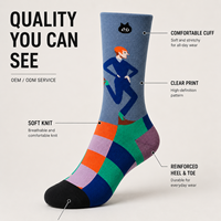 Chaussettes personnalisées OEM pour adultes, en polyester/nylon/coton/bambou/laine, absorbantes, sans couture, résistantes aux déchirures, imprimées à 360°
