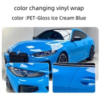 Film Vinyle Brillant pour Covering Automobile, Matériau PET, Film Changeant de Couleur, Auto-adhésif avec Technologie Air Release, Film de Styling pour Véhicule, Covering Automobile Bleu