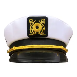 Custom gold embroidery fashion captain sailor colors hats yacht caps For Event