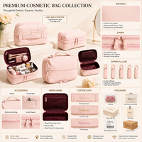 Pochette cosmétique en cuir PU rose blush, sac de maquillage de voyage, organiseur de toilette, étui à cosmétiques, logo personnalisé, vente en gros, fabricant OEM