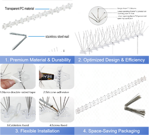 Dissuasori per Uccelli Magicatch Solidi, Durevoli <span class=keywords><strong>e</strong></span> Resistenti alla Corrosione con Punte Spaziate <span class=keywords><strong>in</strong></span> Modo Scientifico per Davanzali di Edifici Commerciali - Product Image 4