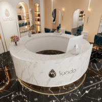 Comptoir de réception et aménagement complet de salon de coiffure Sundo, style luxe, éclairage LED, écologique et personnalisable