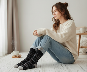 Calcetines de Algodón Suave con Diseño de Rombo Navideño, Transpirables y Tejidos - Product Image 3