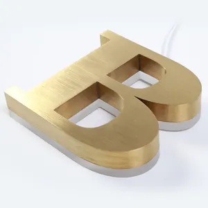 Fabriek Op Maat Gemaakte Gouden Spiegel Roestvrij Staal Kanaal Letterteken Gouden 3d Metalen Naam Aangepaste Zakelijke Brief
