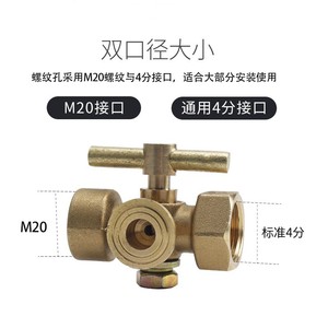 วาล์วสามทางทองเหลือง Hh M20x1.5 3/4 นิ้ว สำหรับควบคุมการไหลของอากาศ แบบตรง DN15 - Product Image 5