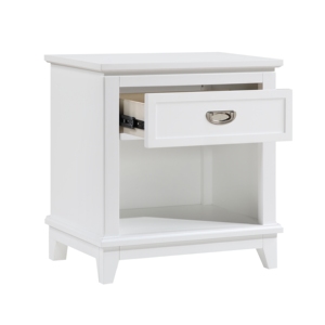 Table de chevet blanche avec tiroir et étagère, meuble de chambre classique - Product Image 3