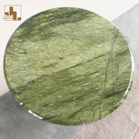 Villa de luxe moderne pour salon canapé en marbre vert Table d'appoint pour chambre d'hôtel Table d'angle ronde avec base en bois Meubles