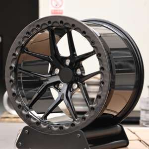 Nouveau HTOR 18 20 pouces roues Beadlock enveloppées de fibre de carbone 5X112 5X114.3 multi-rayons noir brillant forgé Fit R8 pour GT-R - Product Image 3