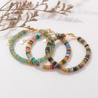 Bracelet en perles de pierres naturelles colorées faites à la main, style bohème tendance, en acier inoxydable étanche, cadeau classique