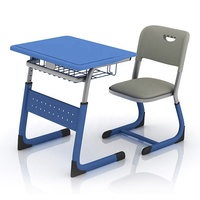 Ensemble bureau et chaise d'étudiant en bois moderne avec structure métallique finition peinture poudrée pour école, hôtel, salle de classe, salon, bureau à domicile, chambre à coucher