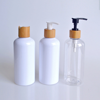 Conteneur d'emballage cosmétique en plastique PET de 100 ml, 150 ml, 250 ml, 8 oz, 500 ml, flacon pour lotion corporelle, shampoing avec pompe en bambou