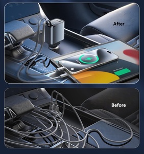 ABS 100W PD QC 2 porte di tipo C <span class=keywords><strong>USB</strong></span> a doppio cavo retrattile accendino sigaro ricarica rapida caricabatteria <span class=keywords><strong>per</strong></span> <span class=keywords><strong>auto</strong></span> iPhone - Product Image 6