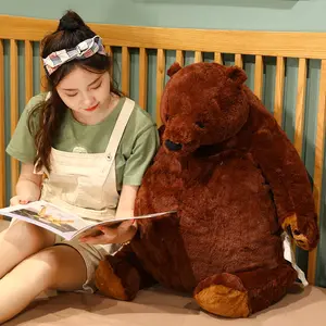 Высокое качество большой размер большой бурый медведь плюшевые игрушки мягкие уютные дикие животные кукла перед сном плюшевая подушка