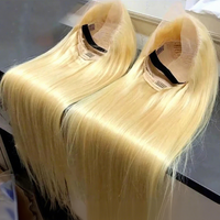 Perruque Lace Frontale 13x6 en Cheveux Humains Blond Platine 613 de 50 Pouces, Transparente, Pré-Pluckée