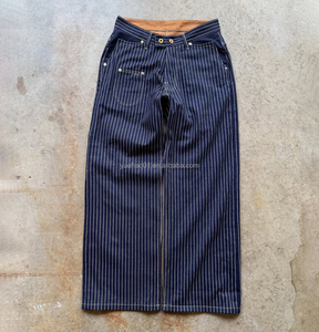 Jean <span class=keywords><strong>Homme</strong></span> Baggy en Denim Vintage à Rayures Fines Aiguille, 12 OZ, <span class=keywords><strong>Coupe</strong></span> Large Oversize, Streetwear Haute Qualité, Personnalisé Fabricant - Product Image 1