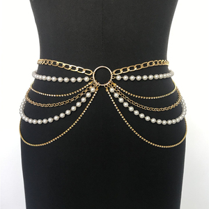 Belle <span class=keywords><strong>ceinture</strong></span> de robe en perles fantaisie pour femmes, <span class=keywords><strong>ceinture</strong></span> de chaîne de taille multicouche pour femmes - Product Image 1