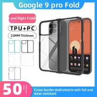 Étui de protection transparent antichoc gauche-droite pour Google 9 Pro Fold avec bracelet effet miroir et design chaîne laser