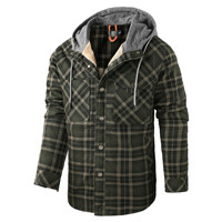 Veste décontractée à carreaux pour homme, manches longues, rembourrée, épaisse, à capuche, en polaire pour l'hiver, fermeture finie, Sehe Fashion