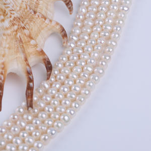 Cadena de Perlas Blancas de 6-7 mm, Perlas Cultivadas de Agua Dulce Naturales, Casi Redondas, para Hacer Collares y Pulseras, Cuentas Sueltas en Forma de Patata Rosa - Product Image 3