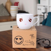 Tasse en céramique de 220ml avec visage souriant, petite activité, ensemble café thé, fournitures, Saint-Valentin, cadeau pour la fête des mères, ses femmes