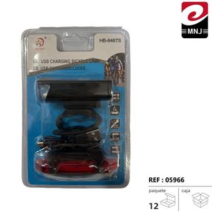 Set di luci per bicicletta HaiBo con ricarica USB, anteriori e posteriori, con cavo - Product Image 3