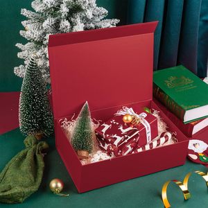 Caja <span class=keywords><strong>de</strong></span> Regalo Rígida <span class=keywords><strong>de</strong></span> Cartón Rojo <span class=keywords><strong>de</strong></span> Lujo <span class=keywords><strong>para</strong></span> Nochebuena con Patrones Festivos Blancos <span class=keywords><strong>para</strong></span> Regalos, Organizador <span class=keywords><strong>de</strong></span> Embalaje Decorativo - Product Image 6