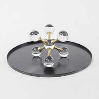 Ins — grand plateau rond de vanité moderne en métal noir, décoration d'intérieur nordique, en promotion